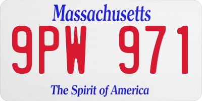 MA license plate 9PW971