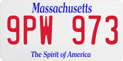 MA license plate 9PW973