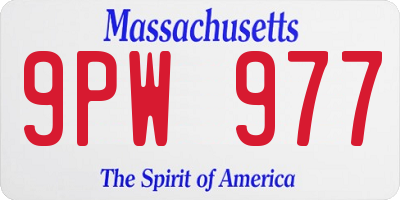 MA license plate 9PW977