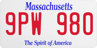 MA license plate 9PW980