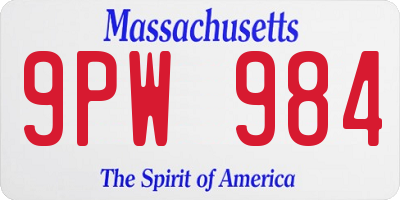 MA license plate 9PW984