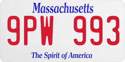 MA license plate 9PW993