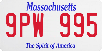 MA license plate 9PW995