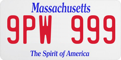MA license plate 9PW999
