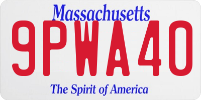MA license plate 9PWA40