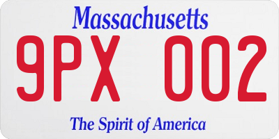 MA license plate 9PX002