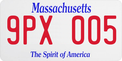 MA license plate 9PX005