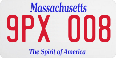 MA license plate 9PX008
