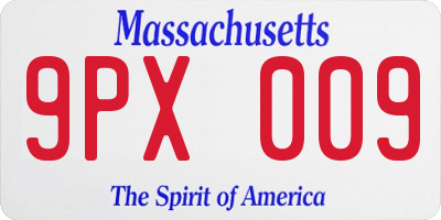 MA license plate 9PX009