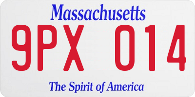 MA license plate 9PX014