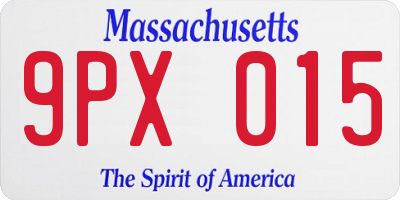 MA license plate 9PX015