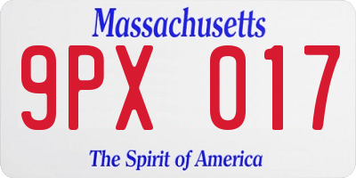 MA license plate 9PX017