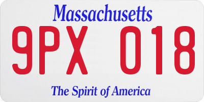 MA license plate 9PX018