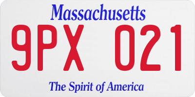 MA license plate 9PX021