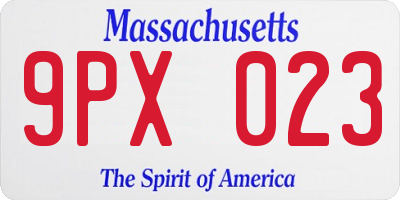 MA license plate 9PX023