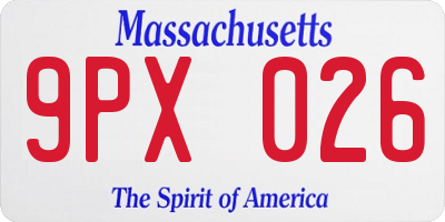 MA license plate 9PX026