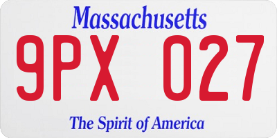 MA license plate 9PX027