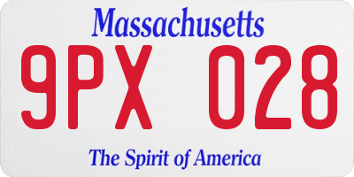 MA license plate 9PX028