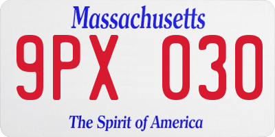 MA license plate 9PX030