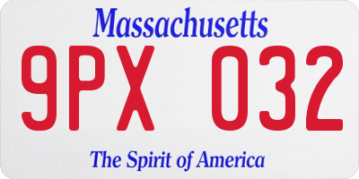 MA license plate 9PX032