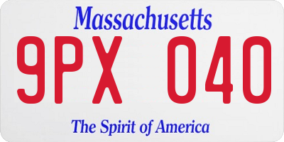 MA license plate 9PX040