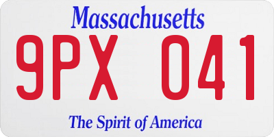 MA license plate 9PX041