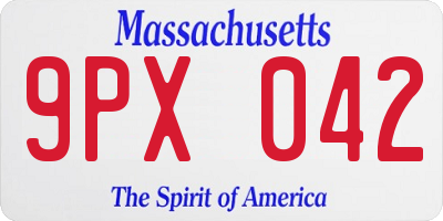 MA license plate 9PX042