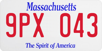 MA license plate 9PX043