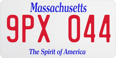 MA license plate 9PX044