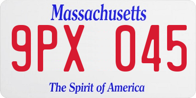 MA license plate 9PX045