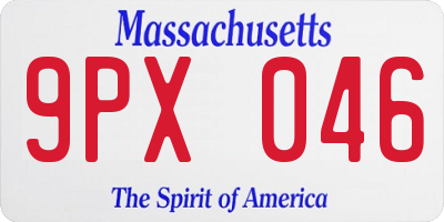 MA license plate 9PX046
