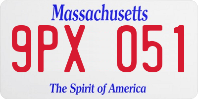 MA license plate 9PX051
