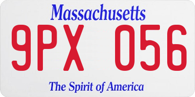 MA license plate 9PX056