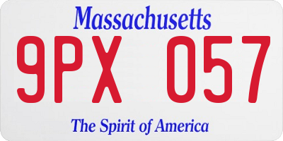 MA license plate 9PX057