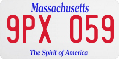 MA license plate 9PX059