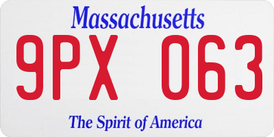 MA license plate 9PX063