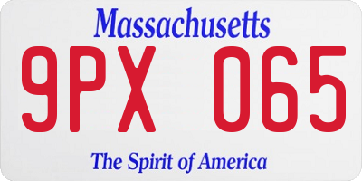 MA license plate 9PX065