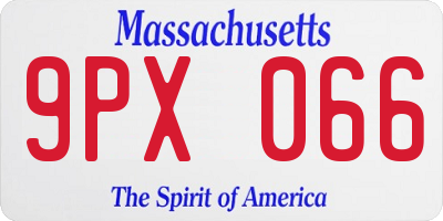 MA license plate 9PX066