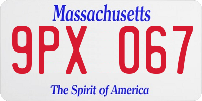 MA license plate 9PX067