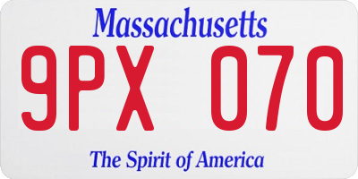 MA license plate 9PX070