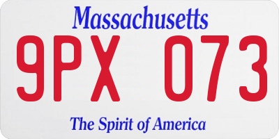 MA license plate 9PX073