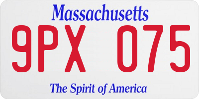 MA license plate 9PX075