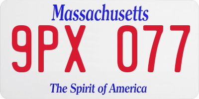 MA license plate 9PX077