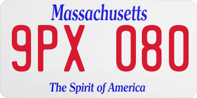 MA license plate 9PX080