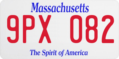 MA license plate 9PX082