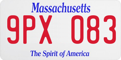 MA license plate 9PX083