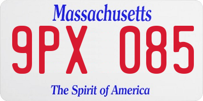 MA license plate 9PX085