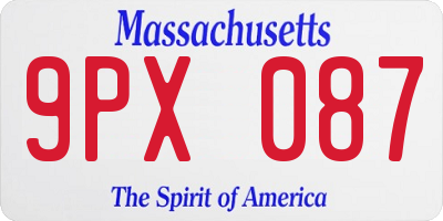 MA license plate 9PX087