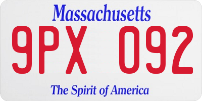 MA license plate 9PX092