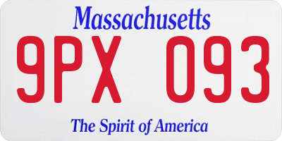 MA license plate 9PX093